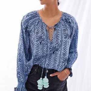 Omika Peasant Blouse with Tassel Tie size S